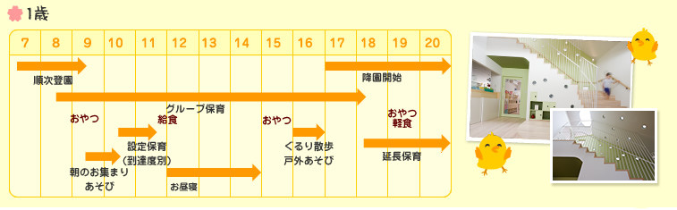 1歳児　一日の流れ